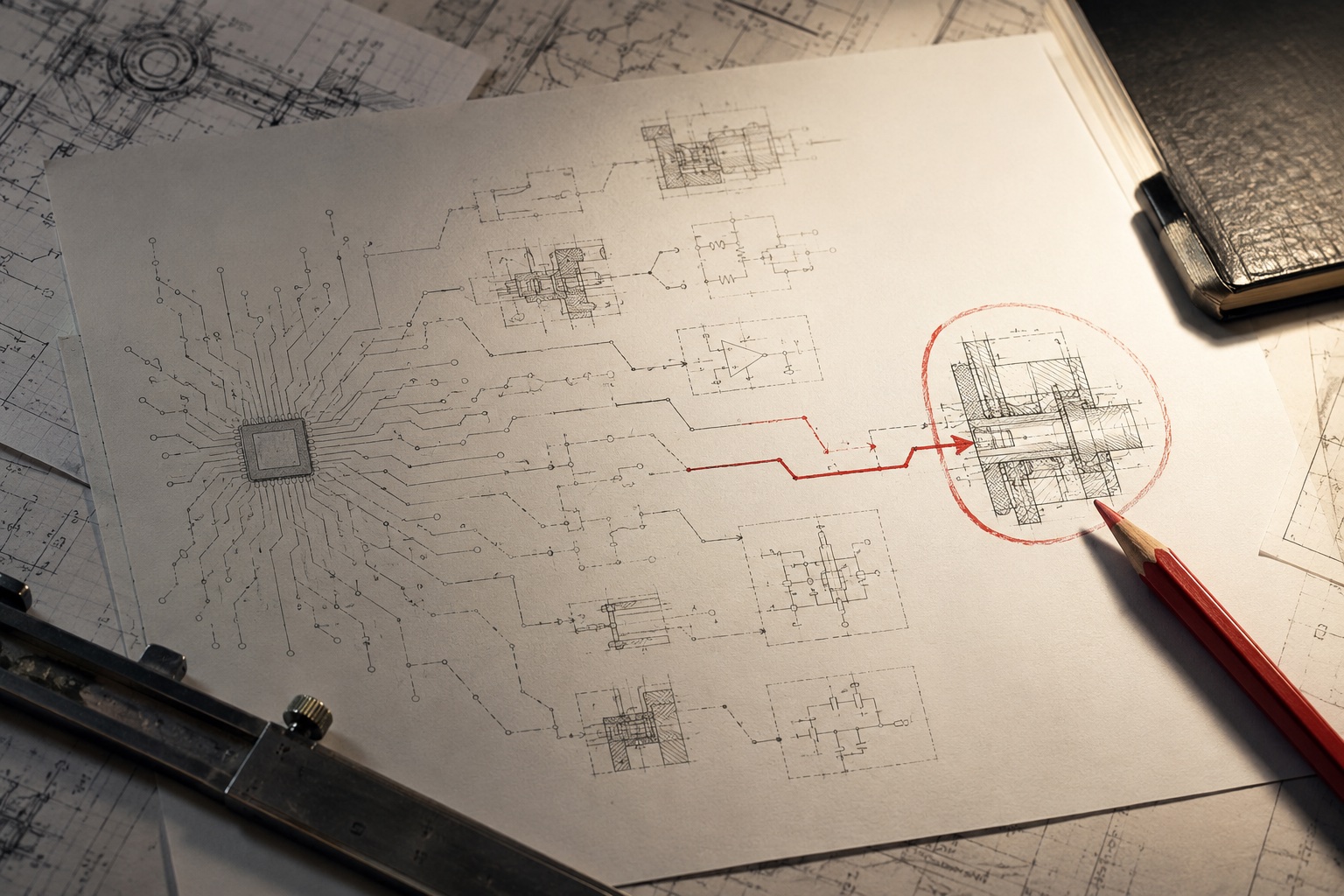 Pencils and design tools on a desk
